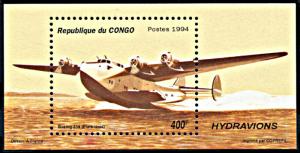 Congo 1071A, MNH, Seaplane Boeing 314 souvenir sheet