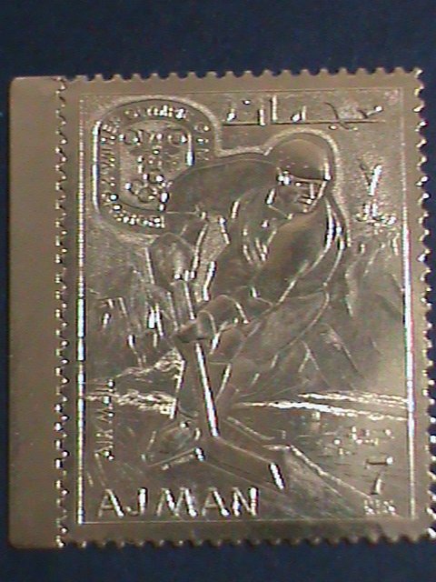 AJMAN AIRMAIL STAMP:10TH WINTER OLYMPIC GAMES GRENOBI : MNH SET. RARE 24 K GOLD