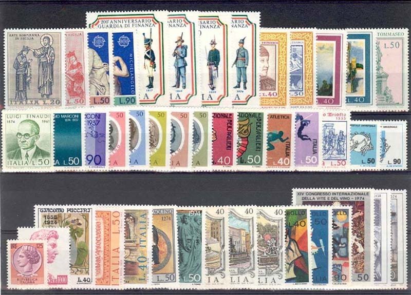 1974 - ITALY - YEAR COMPLETE SET SC#1138-1174 - MNH **