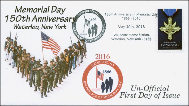 2016, Service Star, Army-Marines, Unofficial First Day, Waterloo NY, 16-124