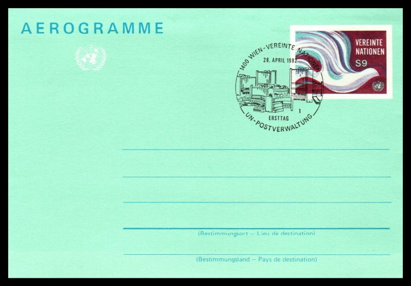 UN Vienna UC1 Aerogramme U/A FDC VF