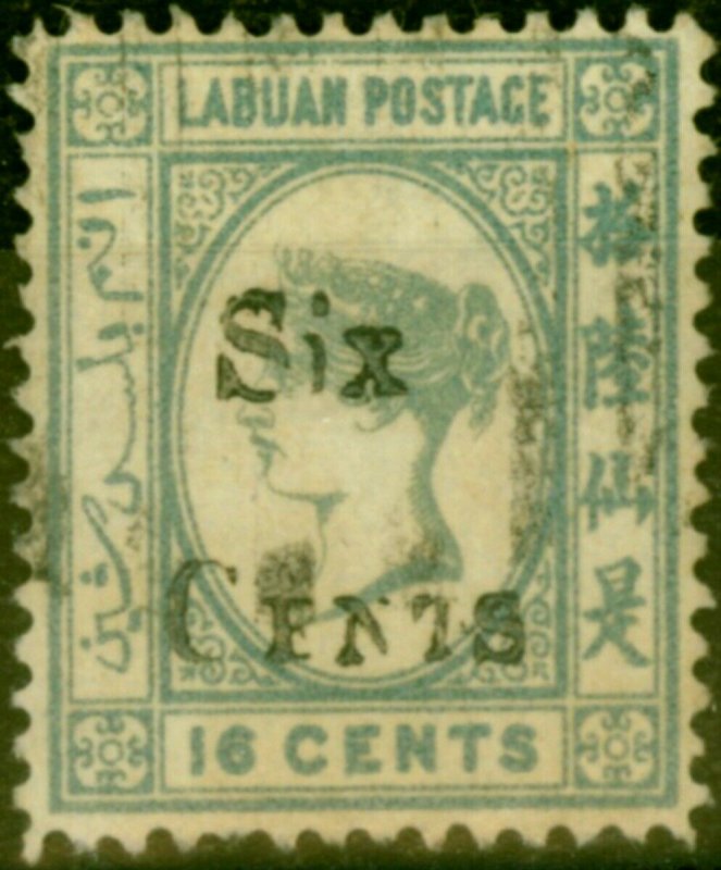 Labuan 1892 6c on 16c Grey SG50 Fine Used