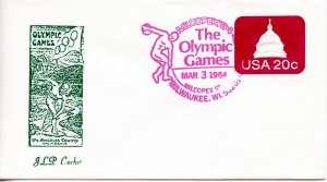 LOS ANGELES 1984 OLYMPICS MILOPEX STATION RED CANCEL 1984  OLY127B