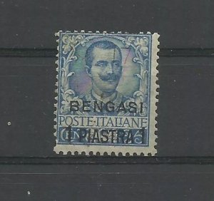 ITALY 25 CENTS POSTAL STAMP O/PRINT BENGASI 1 PIASTRA Y/TELLIER: 2 USED