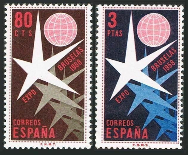 Spain 877-878,877a-878a,MNH.Mi 1117-1118,Bl.13-14. EXPO Brlussels-1958.Emblem.