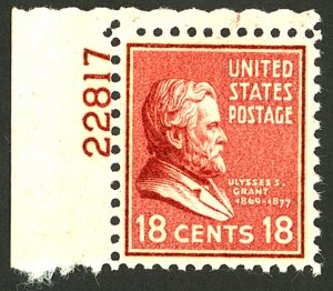 U.S. #823 MINT PL# SINGLE OG NH
