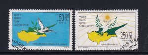 Cyprus Turkish   #485-486  MNH  1999  dove map sun