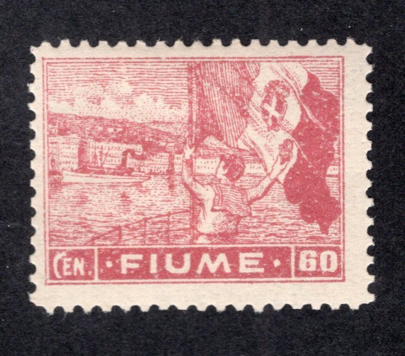 Fiume 1919 60c claret Flag Raising, Scott 52 MH, value = $7.75