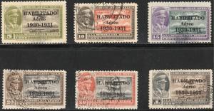 MEXICO C31-C36, HABILITADO 1930-1931, CAPT. E. CARRANZA. CPLT. SET USED (1059)