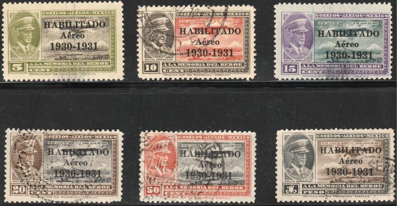 MEXICO C31-C36, HABILITADO 1930-1931, CAPT. E. CARRANZA. CPLT. SET USED (1059)