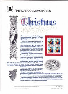 USPS Commemorative Panel 272 Christmas Madonna & Child #2244 Block/4 Mint 1986