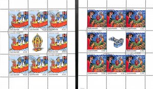 Denmark Danmark Scott 1218a-1219a  used sheets Comic strips cartoons