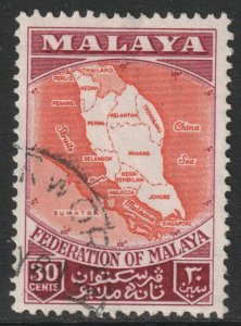 Malaya Federation Scott 83 - SG4, 1957 Map 30c used