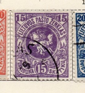 Lithuania 1919 Early Issue Fine Used 15s. 175583