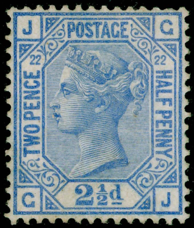 SG157, 2½d blue PLATE 22, LH MINT. Cat £425. GJ