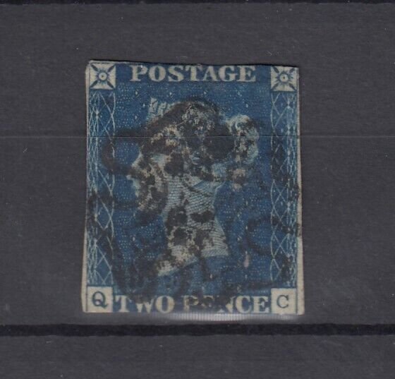 GB QV 1840 2d Blue Imperf Maltese Cross Used BP12232
