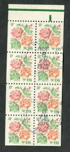1737a Roses used booklet pane