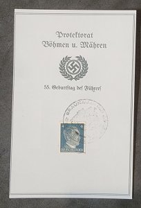 Nazi Germany Third Reich Propaganda Postcard Adolf Hitler Czech WWII WW2 German