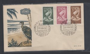 Ifni  #B10-12  (1952 Birds set) on unaddressed cachet FDC