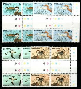 BAHAMAS SG589/92 1981 WILDLIFE BIRDS MNH IN GUTTER BLOCKS OF 4