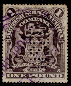 RHODESIA QV SG90, £1 greyish & red-purple, USED. PERFIN