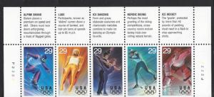 United States, 2807-11 (2711a), Winter Olympics 1994 Strips of 5, MNH