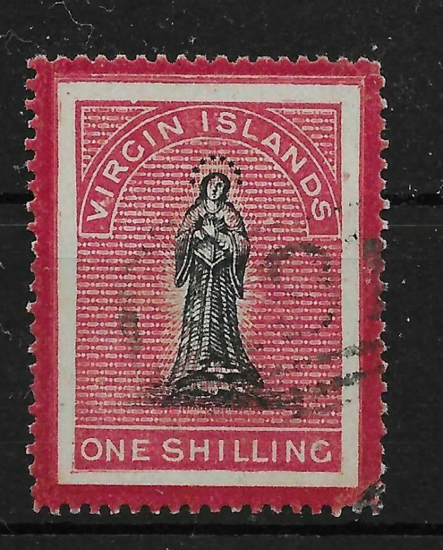 VIRGIN ISLANDS SG18a 1867 1/= BLACK & ROSE-CARMINE LONG TAILED S VAR USED