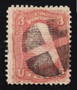 US Stamp #83 3c Rose Washington C Grill USED SCV $1100