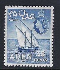 Aden Sc #52: Queen Elizabeth II Pictorials 35c 1959 MLH. CV $2