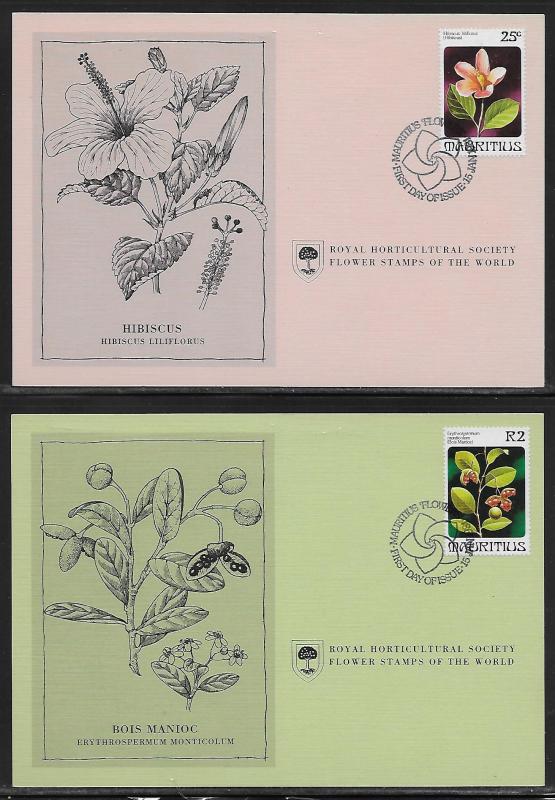 Mauritius 511-14 Flowers Unaddressed Cards FDC