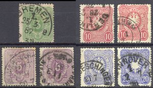 Germany Sc# 29-32 Used Lot/7 Assorted 1875-1877 Pfennige