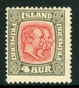 Iceland 1907 Two Kings 4a Gray & Red Perf 13 Scott 73 Mint C828