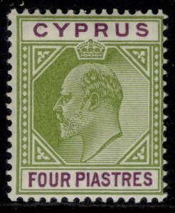 CYPRUS EDVII SG66, 4pi olive-green & purple, LH MINT. Cat £35.