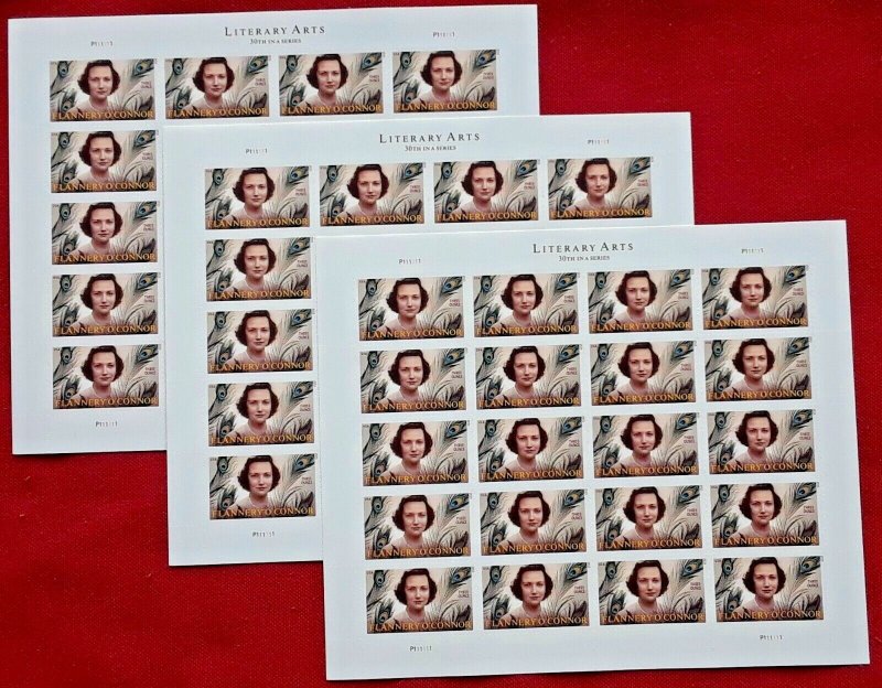 Three x 20 = 60 of FLANNERY O'CONNER  3 Ounce Rate US PS Postage Stamps. Sc 5003