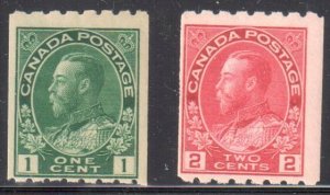 Canada #123 Mint H and #124 MINT NH Coil set C$240.00 (Perf 8 Horiz.)