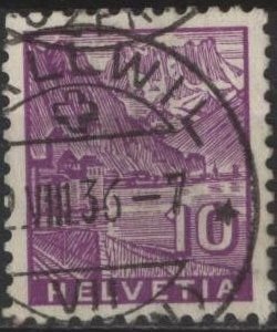 Switzerland 221 (used) 10c Chillon Castle, brt vio (1934)