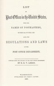 List of Post Offices and Postal Laws and Regulations of the United States, 1857