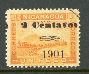 Nicaragua 1904 Momotombo 2¢ on 1 Peso Yellow Sc Unl Max 202R Mint Y911