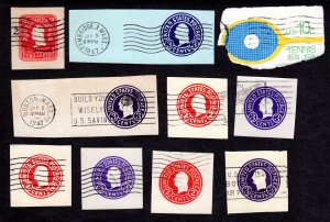 USA, Cut Squares, Lot of 10 used cut squares.  Lot 230811 -41