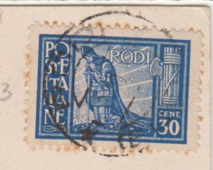 RODI (Rhodes) cover postmark Rodi, Egeo,  Postcard to Napoli