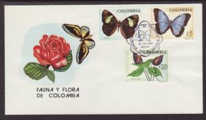 Colombia 842-843 Butterflies 1976 U/A FDC