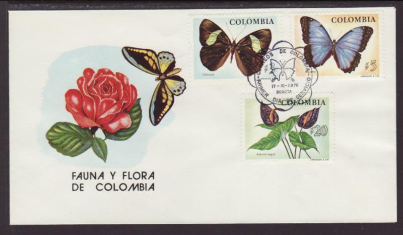 Columbia 842-843 Butterflies 1976 U/A FDC