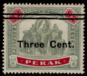 MALAYSIA - Perak QV SG87, 3c on $2 green & carmine, UNUSED. Cat £50.