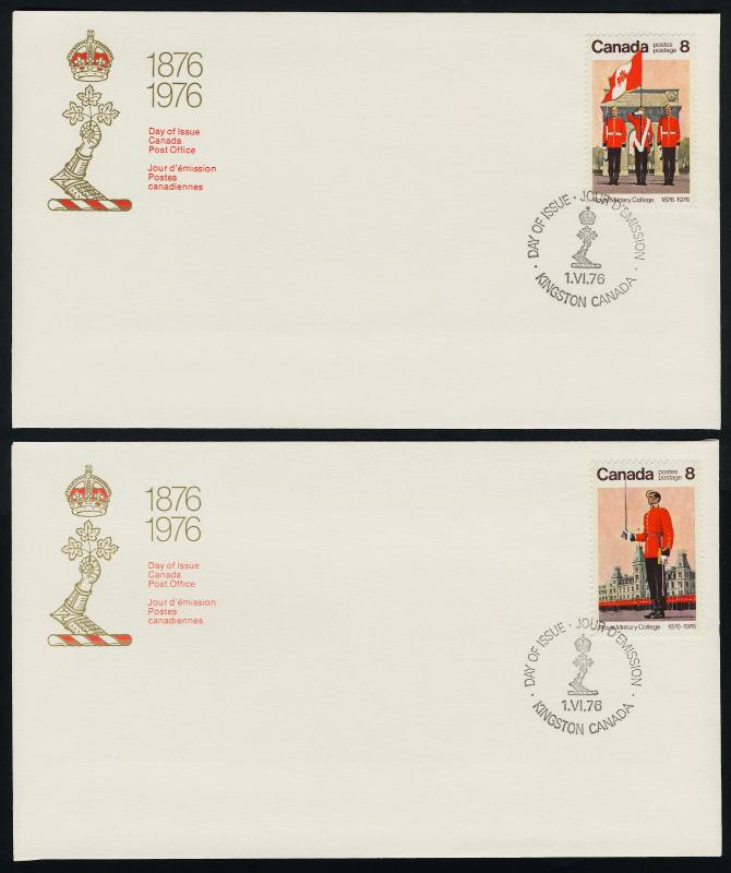 Canada 692-3 on FDC's - Royal Military College, Flag