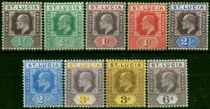 St Lucia 1904-09 Set of 9 to 6d SG64-72b Fine MM CV £100