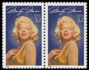 US 2967 Legends of Hollywood Marilyn Monroe 32c horz pair MNH 1995