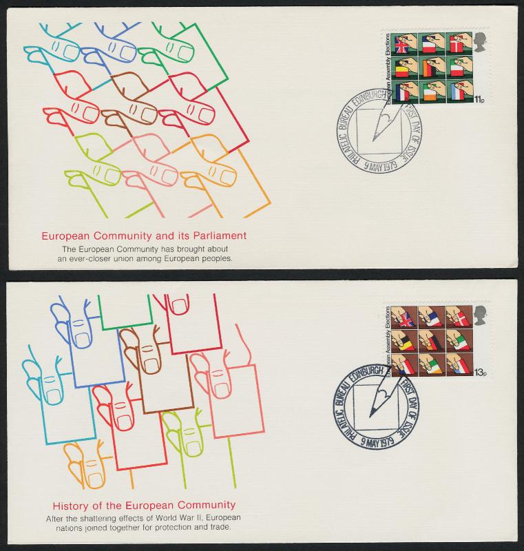 Great Britain 859-62 Holding Ballot cachet FDC's - Flags, European Parliament 