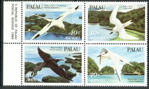 PALAU 1984 BIRDS AIRMAIL Set in Se-tenant Block Sc C4a MNH