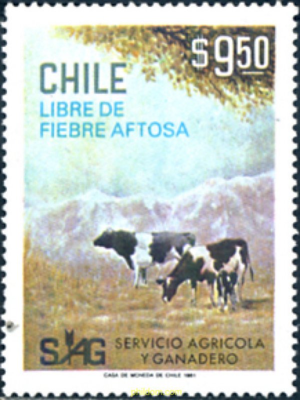 29895 MNH CHILE 1981 CHILE LIBRE DE FIEBRE AFTOSA.