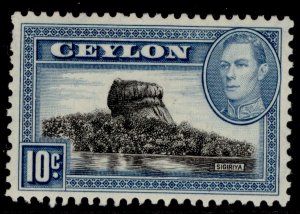 CEYLON GVI SG389a, 10c black & light blue, LH MINT.